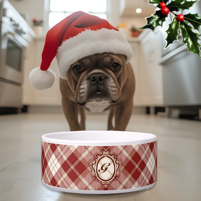 Stylish Classic Tartan Plaid Personalized Dog Bowl (Creator Uploaded)