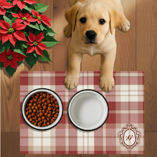 Stylish Classic Tartan Plaid Personalized Dog Placemat