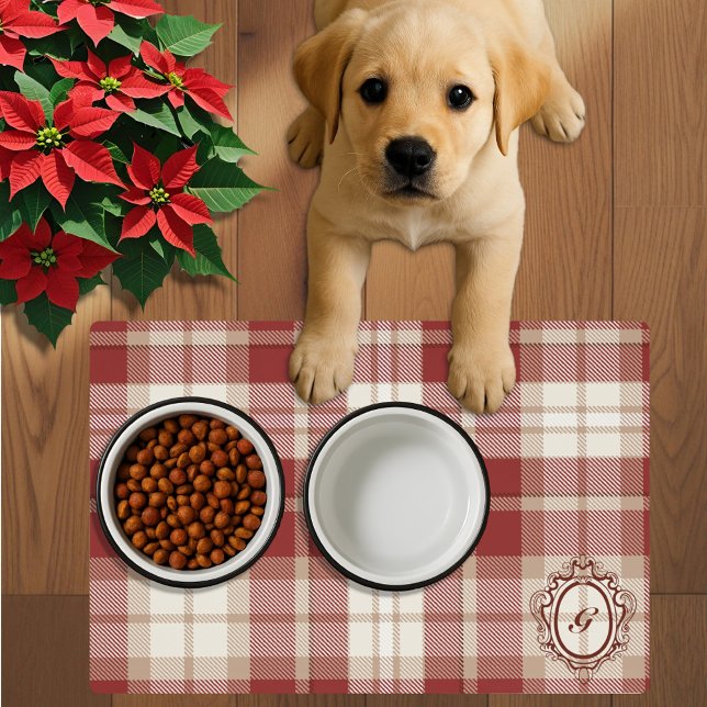 Stylish Classic Tartan Plaid Personalized Dog Placemat (Creator Uploaded)