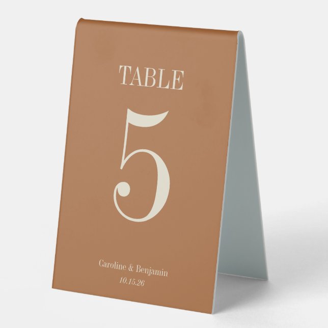 Stylish Classic Terracotta Elegant Simple Wedding Table Tent (Front)