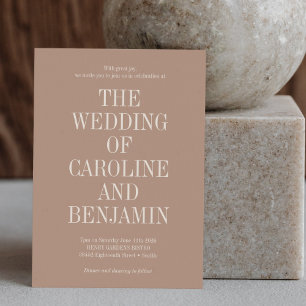 Stylish Classic Typography Elegant Cocoa Wedding Invitation