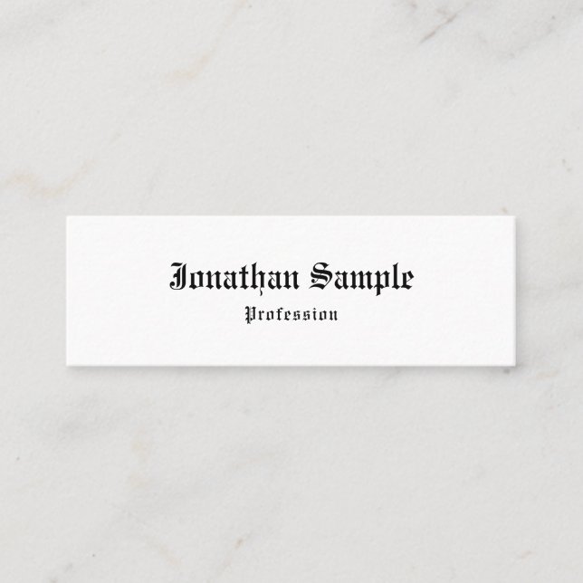 Stylish Classic Vintage Look Old English Font Cool Mini Business Card (Front)