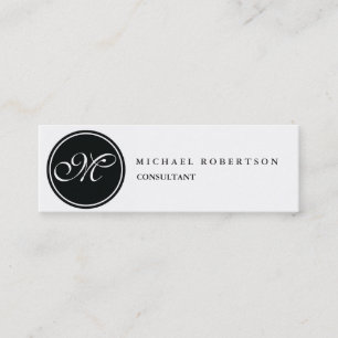 Stylish classical black white stamp monogram mini business card