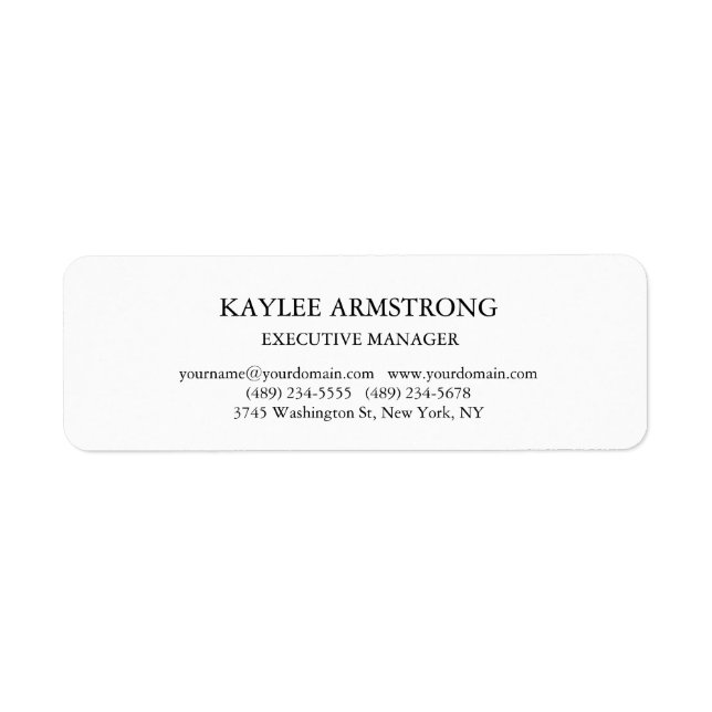 Stylish Classical Plain Simple White Professional Label (Front)
