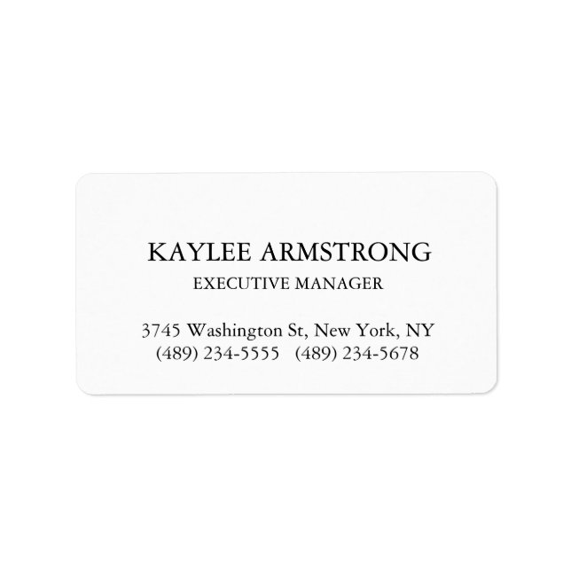Stylish Classical Plain Simple White Professional Label (Front)