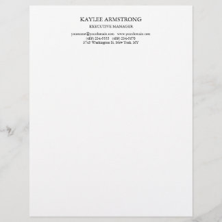 Stylish Classical Plain Simple White Professional Letterhead