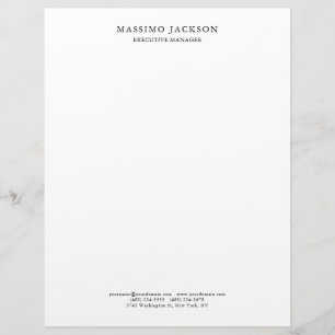 Stylish Classical Plain Simple White Professional Letterhead