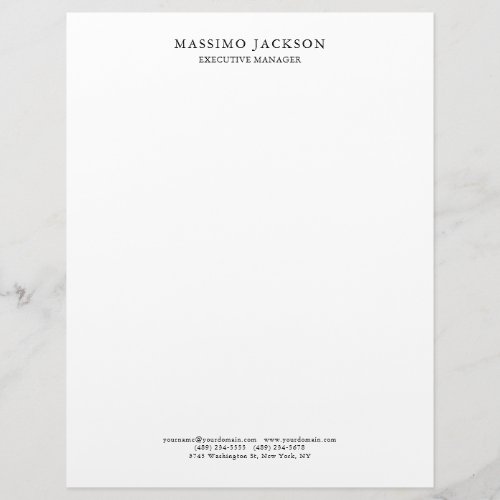 Stylish Classical Plain Simple White Professional Letterhead