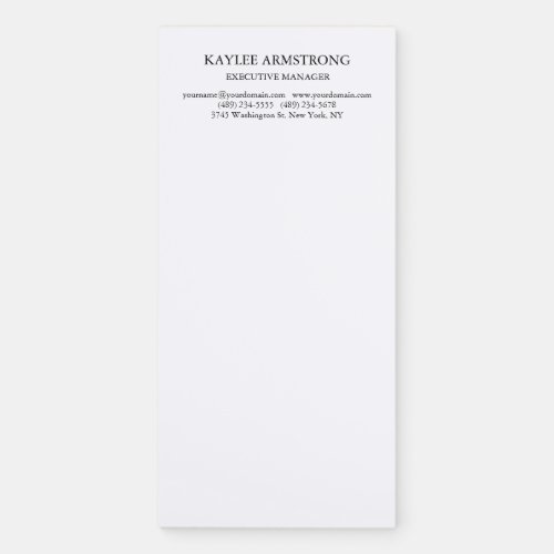 Stylish Classical Plain Simple White Professional Magnetic Notepad