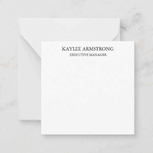 Stylish Classical Plain Simple White Professional Note Card