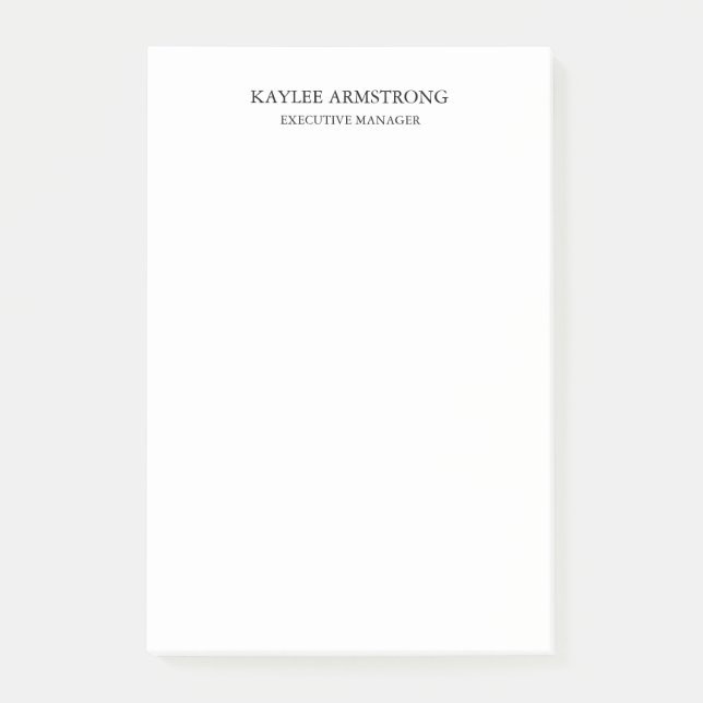 Stylish Classical Plain Simple White Professional Post-it Notes (Front)
