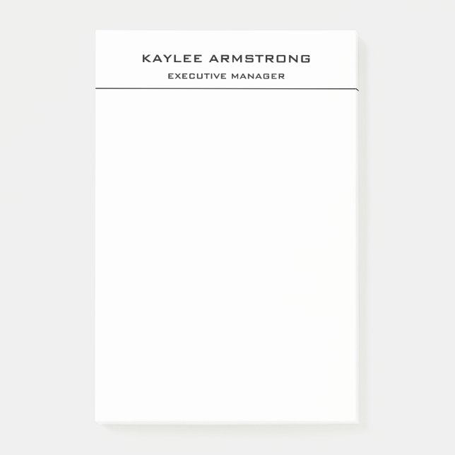 Stylish Classical Plain Simple White Professional Post-it Notes (Front)