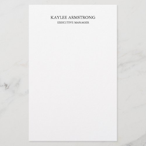 Stylish Classical Plain Simple White Professional Stationery