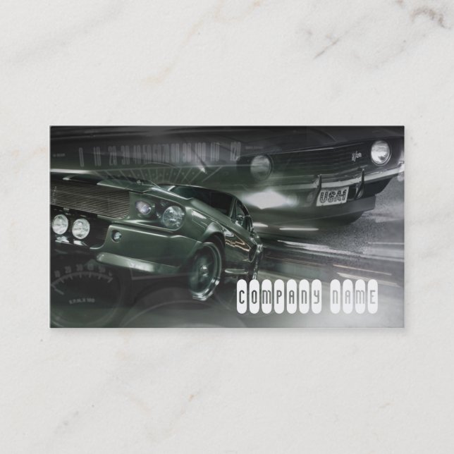 Stylish classick muscle automotive business card (Front)