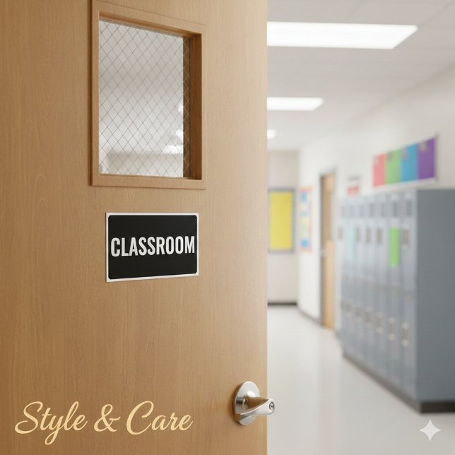 Stylish CLASSROOM Label in Rectangular Bold Format (Stylish CLASSROOM Label in Rectangular Bold Format Sticker)