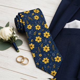 Stylish Classy Mediterranean Floral Art Pattern Neck Tie