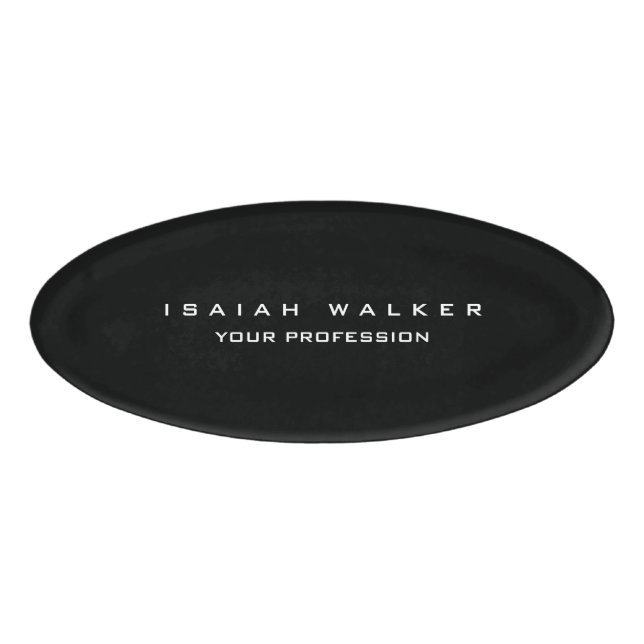 Stylish Classy Plain Unique Special Black & White Name Tag (Front)