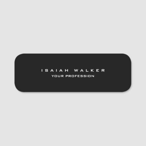 Stylish Classy Plain Unique Special Black  White Name Tag