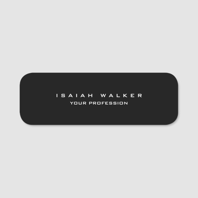 Stylish Classy Plain Unique Special Black & White Name Tag (Front)