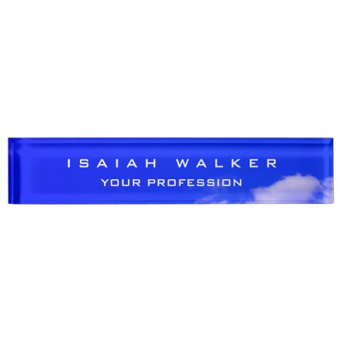 Stylish Classy Plain Unique Special Blue Sky Desk Name Plate