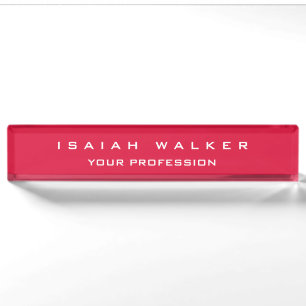 Stylish Classy Plain Unique Special Crimson Red Desk Name Plate