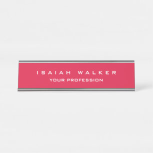 Stylish Classy Plain Unique Special Crimson Red Desk Name Plate