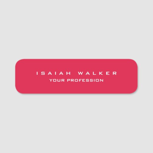 Stylish Classy Plain Unique Special Crimson Red Name Tag