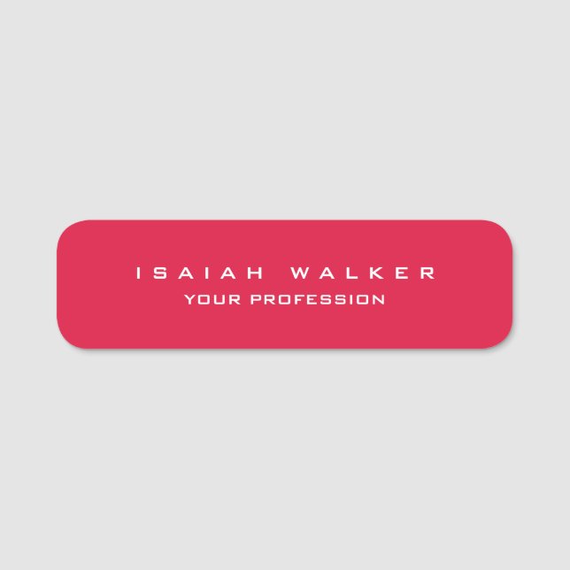 Stylish Classy Plain Unique Special Crimson Red Name Tag