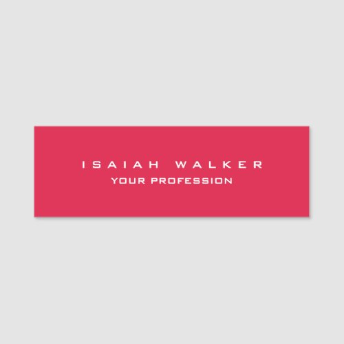 Stylish Classy Plain Unique Special Crimson Red Name Tag