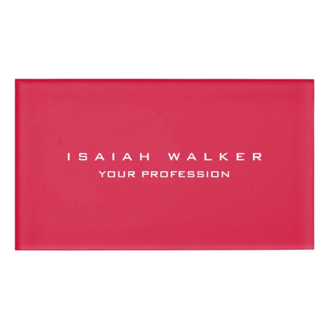 Stylish Classy Plain Unique Special Crimson Red Name Tag (Front)