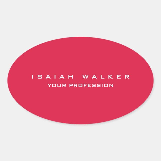 Stylish Classy Plain Unique Special Crimson Red Oval Sticker (Front)