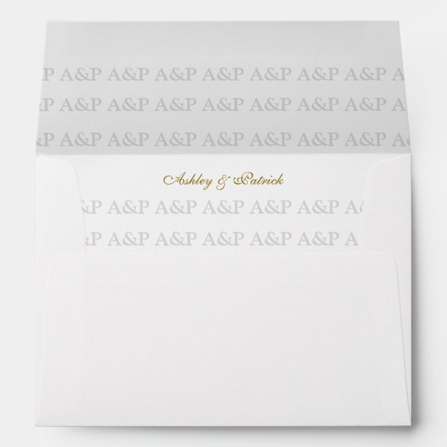 Stylish Clean Bride Groom Monogram Envelope (Back (Bottom))