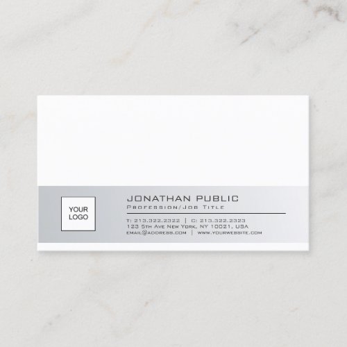 Stylish Clean Company Plain With Logo Professional Business Card