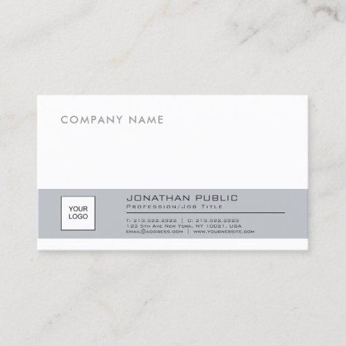 Stylish Clean Company Plain With Your Own Logo Business Card