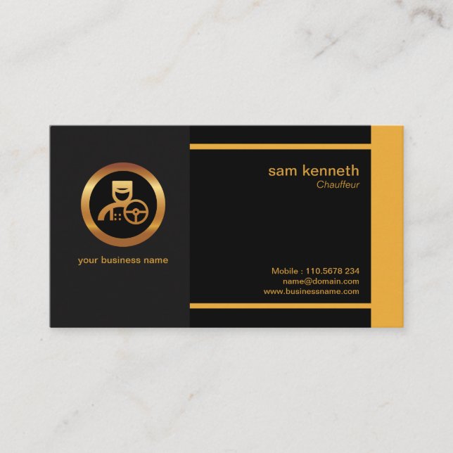 Stylish Clean Corporate Professional Chauffeur Business Card (Front)