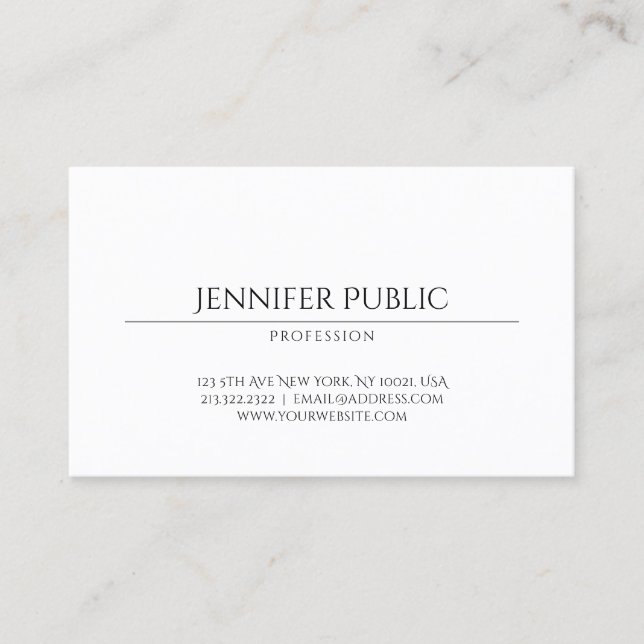 Stylish Clean Design Modern Trendy Plain Luxury Business Card (Front)