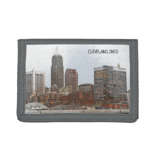 Stylish Cleveland Ohio Skyline View Trifold Wallet