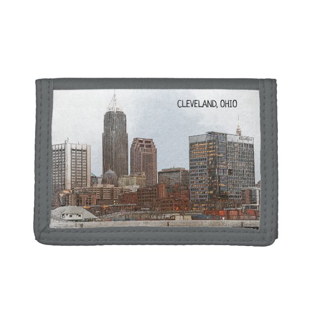 Stylish Cleveland Ohio Skyline View Trifold Wallet (Front)