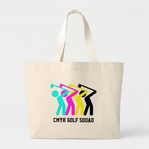 Stylish CMYK Golfer Large Tote Bag