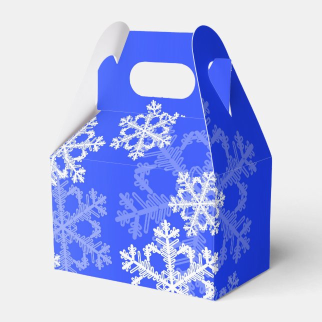 Stylish Cobalt Blue Snowflakes Modern Christmas  Favor Boxes (Front Side)