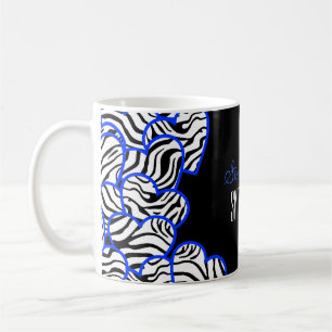 Stylish Cobalt Sweet 16 Zebra Heart Design Name Coffee Mug