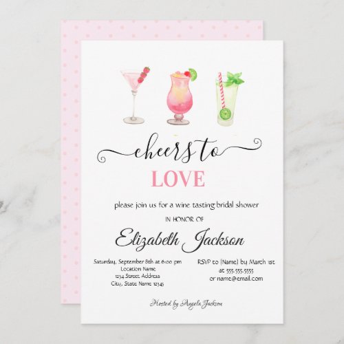 Stylish Cocktails Dotted  Bridal Shower  Invitation