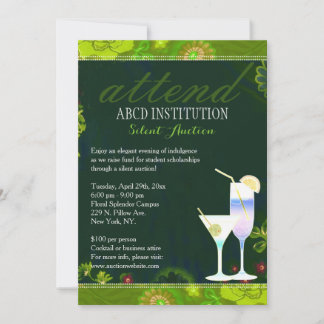 Stylish Cocktails Fundraising Silent Auction Invitation