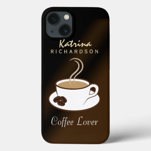 Stylish Coffee Lover Steaming Cup and Beans Tough iPhone 13 Case