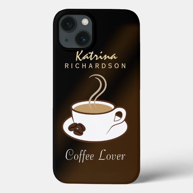 Stylish Coffee Lover Steaming Cup and Beans Tough Case-Mate iPhone Case (Back)