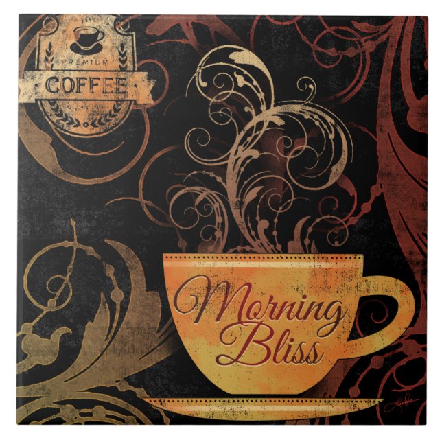Stylish Coffee Lovers – Decorative vintage Ceramic Tile (Front)