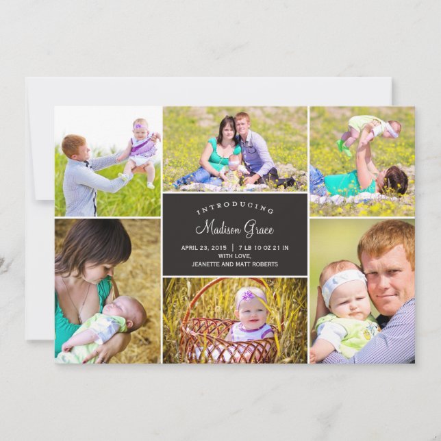Stylish Collage Birth Announcement (Front)