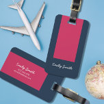 Stylish Color Block Dark Blue & Dark Pink Luggage Tag<br><div class="desc">Love bold colors? Travel in style with this luggage tag featuring a stylish color block in dark blue and pink. Personalize this tag by replacing the placeholder text with your information and for more options such as to change the font and it's size click the "Customize it" button. *Please note...</div>
