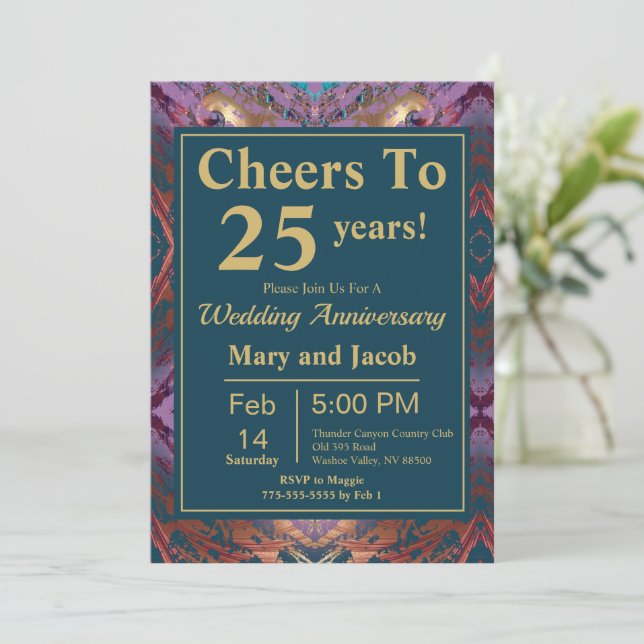 Stylish Colorful Anniversary Invitation (Standing Front)