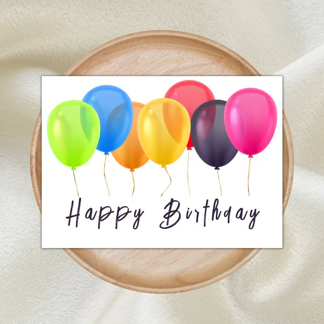 Stylish Colorful Balloons Happy Birthday Script Card (Creator Uploaded)